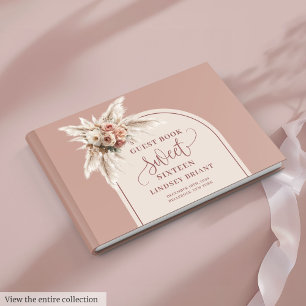 Livre D'or Boho poussiéreux rose éblouissant Fleurs de Pampas