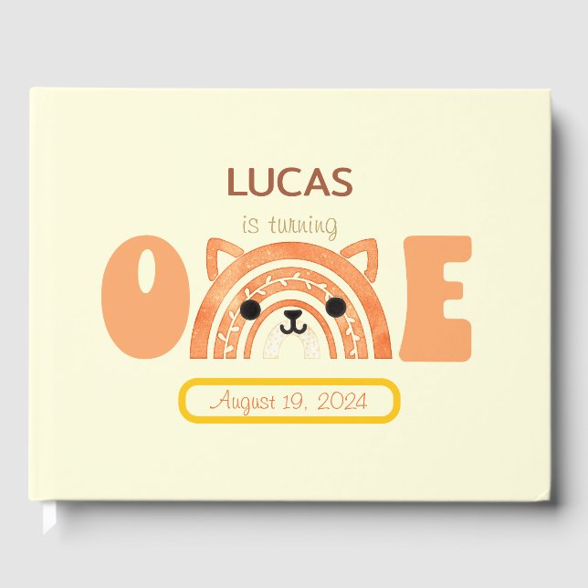 Livre D'or Boho Rainbow Fox Premier anniversaire (Recto)