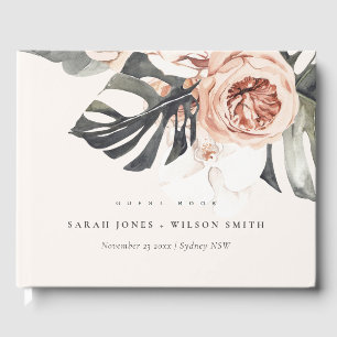 LIVRE D'OR BOHO RUST MONSTERA FLORAL WATERCOLOR MARIAGE