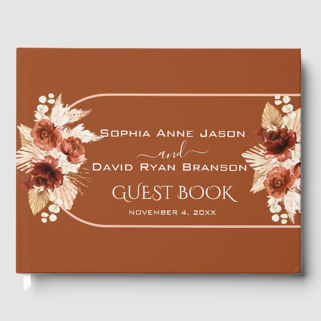 Livre D'or Boho Terracotta Arch Pampas Grass Mariage Floral (Recto)