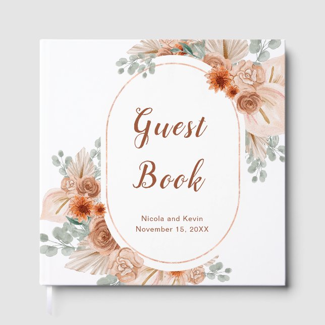 Livre D'or Boho Terracotta Pampas Grass Guest Book (Recto)