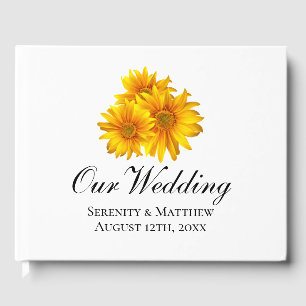 Livre D'or Boho Tournesol Pays Jaune Floral Mariage