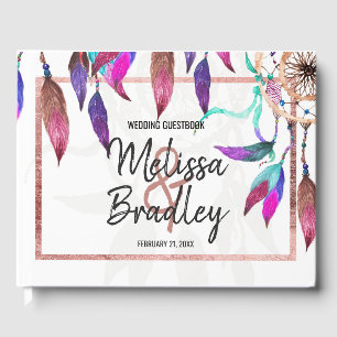 Livre D'or Boho Watercolor Dreamcatcher Rose Gold Guides