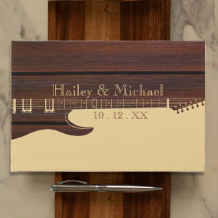Livre D'or Bois rouge et Mariage de guitare Brown