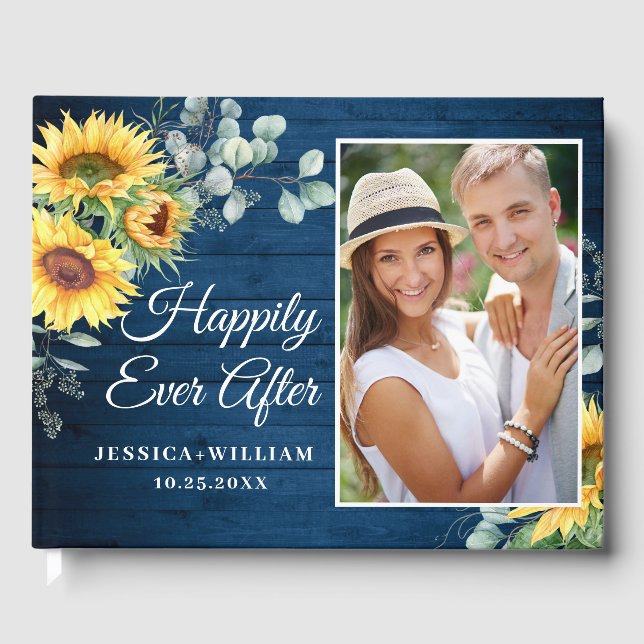 Livre D'or Bois Tournesol Aquarelle Russe Mariage PHOTO (Recto)