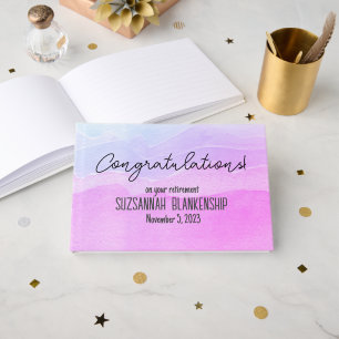 Livre D'or Bonne retraite Pastel Purple Aquarelle personnalis