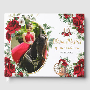 Livre D'or Bottes Charro Florales Rouges et Blanches pour Pho
