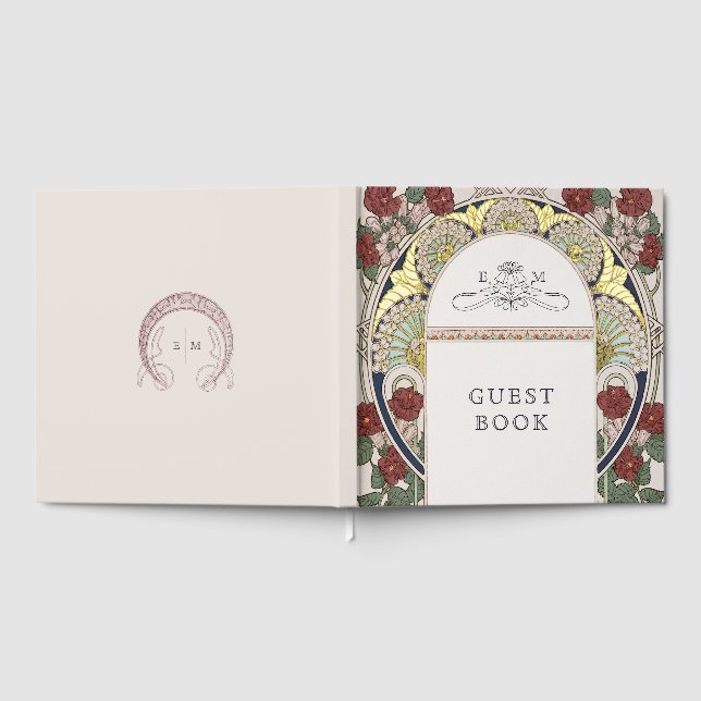 Livre D'or Bougainvillea Bourgogne Gold Mariage Art Nouveau (Complet)