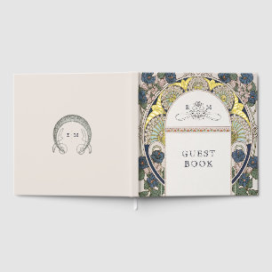 Livre D'or Bougainvillea Marine Blue Gold Mariage Art Nouveau