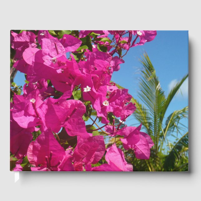 Livre D'or Bougainvilliers et palmiers paysage tropical (Recto)