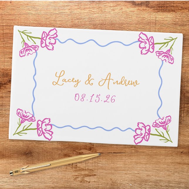 Livre D'or Bougainvilliers méditerranéens Mariage Floral ital (A keepsake to cherish! Personalize this Amalfi Coast-inspired guest book for your special day.)
