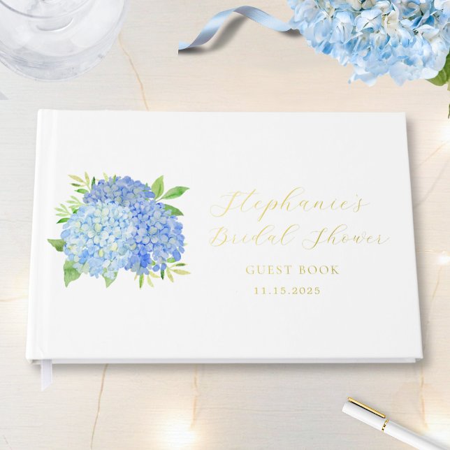 Livre D'or Bouquet Blue Hydrangea Fête des mariées fleurie (Créateur téléchargé)