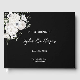 Livre D'or Bouquet floral élégant noir et blanc moderne