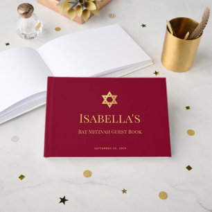 Livre D'or Bourgogne Bat Mitzvah Étoile de David Fausse Or Fi