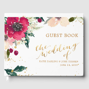 Livre D'or Bourgogne et or Floral Fall Rustic Mariage