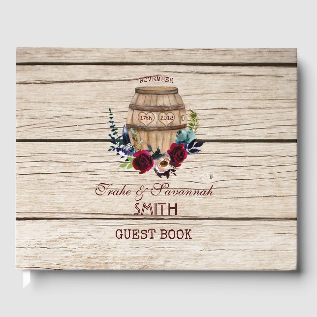 Livre D'or Bourgogne Floral Barrel Mariage de automne (Recto)