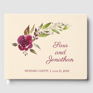 Livre D'or Bourgogne Marsala Floral et Mariage de verdure
