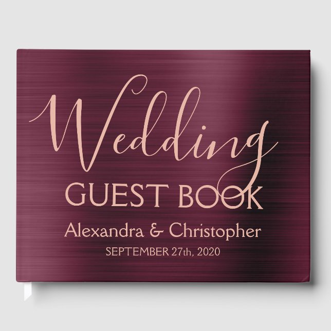 Livre D'or Bourgogne - Rose Gold Mariage élégant Automne (Recto)
