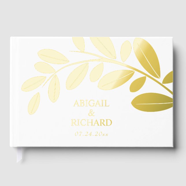 Livre D'or Bouteille d'olive feuille d'or mariage blanc médit (Recto)