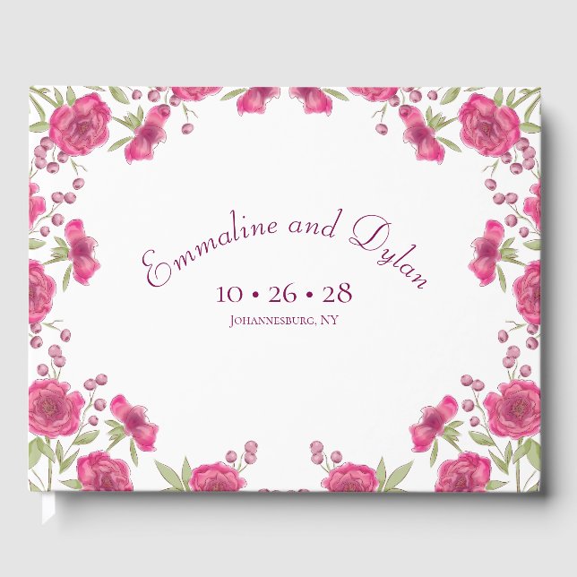 Livre D'or Bright Pink Rose Wedding (Recto)