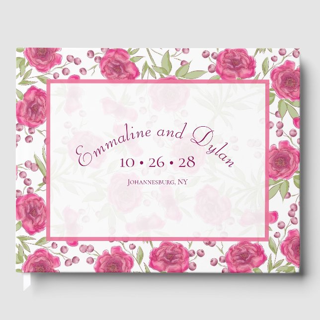 Livre D'or Bright Pink Rose Wedding (Recto)