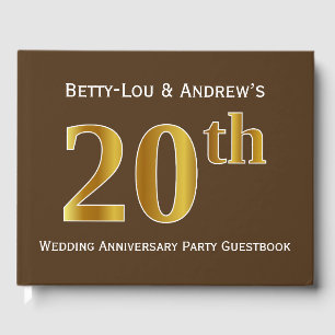 Livre D'or Brown, Faux Gold 20e fête Mariage