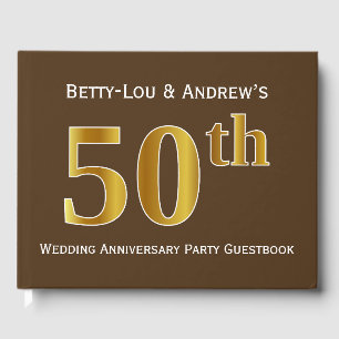Livre D'or Brown, Faux Gold 50e fête Mariage