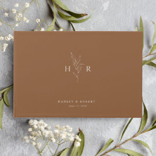 Livre D'or Brown Monogramme minimal Mariage botanique