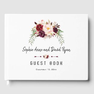 Livre D'or Burgundy Blush Floral Wedding planner écriture man