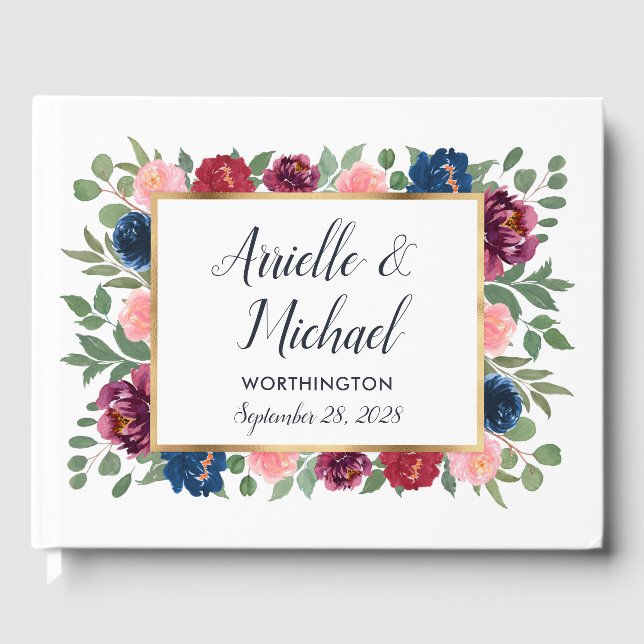 Livre D'or Burgundy Blush Pink Navy Blue Marsala Gold Mariage (Recto)