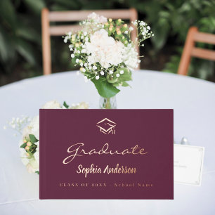 Livre D'or Burgundy or rose gold nom écriture script casquett