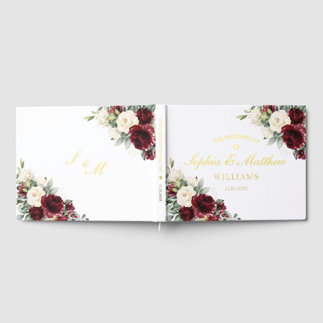 Livre D'or Burgundy Rust Burnt Orange Copper Floral Wedding (Complet)