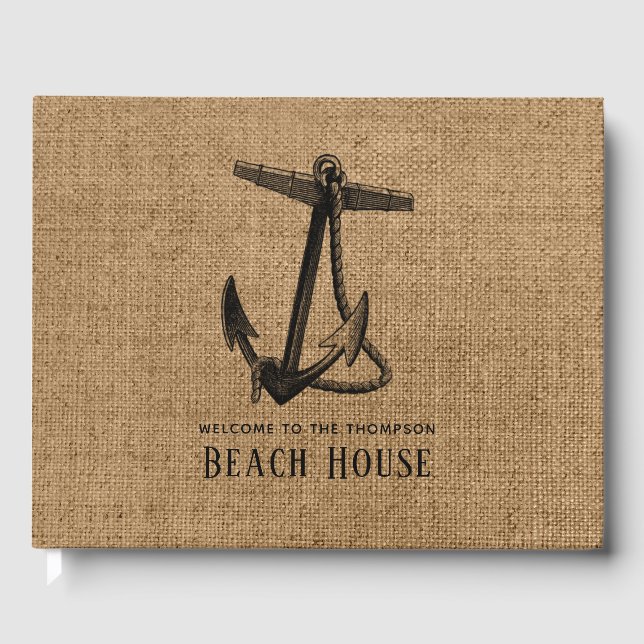 Livre D'or Burlap Ancre Beach House (Recto)