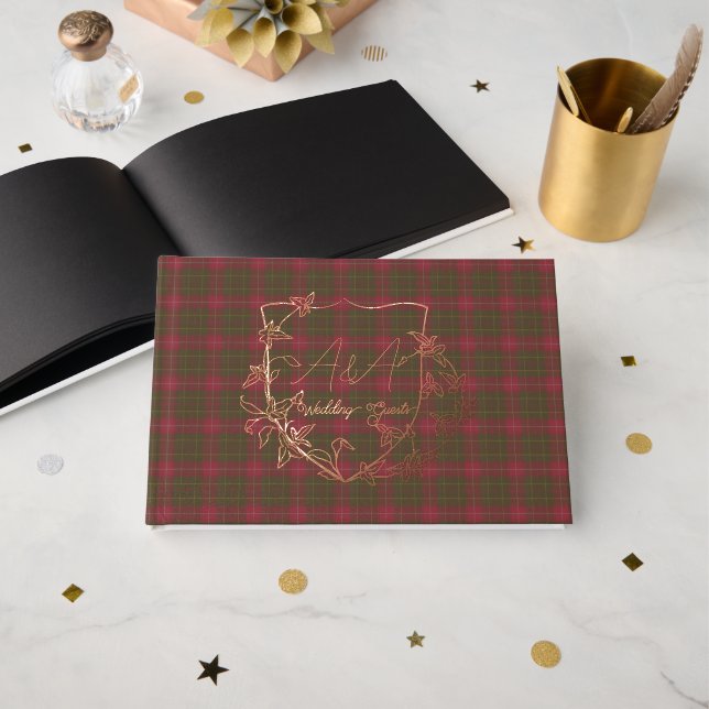 Livre D'or Burnett Patiné Original Tartan écossais (Recto ouvert)