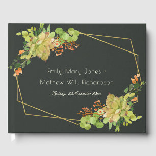 LIVRE D'OR CACTUS SUCCULENT KRAFT FLORAL WATERCOLOR WREATURE