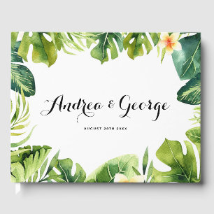 Livre D'or Cadre de verdure tropicale et Plumeria Mariage II