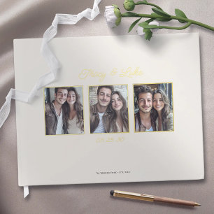 Livre D'or Cadre Or moderne simple avec trois photos en coupl