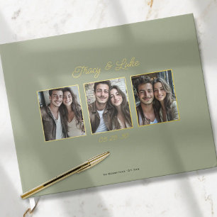 Livre D'or Cadre Or moderne simple avec trois photos en coupl