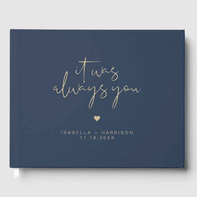 Livre D'or CAITLIN Elegant Marine et Gold Simple Mariage (Recto)