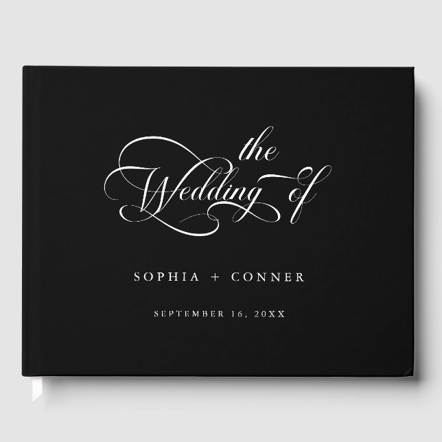 Livre D'or Calligraphie classique romantique Mariage noir (Recto)