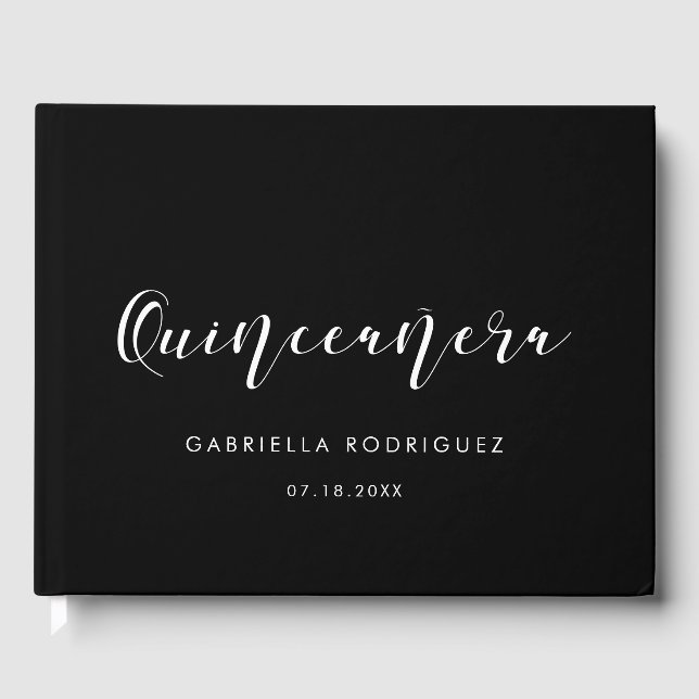Livre D'or Calligraphie élégante Quinceañera anniversaire (Recto)