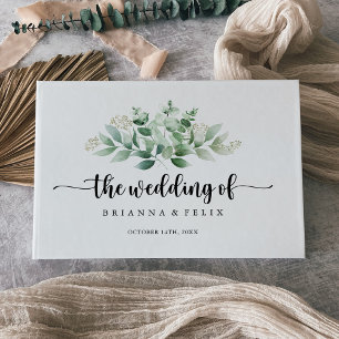 Livre D'or Calligraphie minimaliste Mariage d'eucalyptus vert