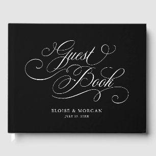 Livre D'or Calligraphie moderne intemporelle mariage noir et 