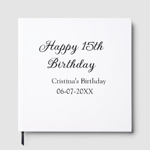 Livre D'or calligraphie simple minimum heureux 15e anniversai