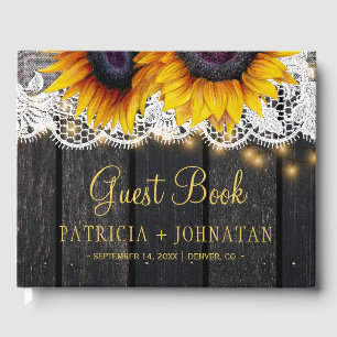 Livre D'or Campagne tournesol rustique grange mariage dentell