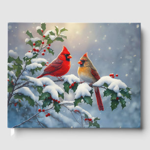 Livre D'or Cardinaux rouges et Holly en neige