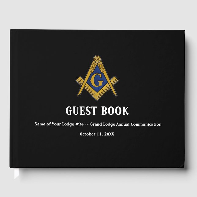 Livre D'or Carré de maçonnerie et boussole Black Freemasons (Recto)