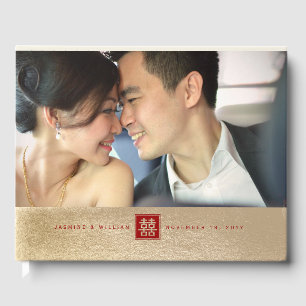 Livre D'or Carré rouge double bonheur Mariage chinois Photo