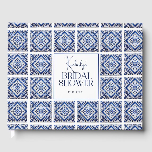 Livre D'or Carrelage Bleu Mariage Italien Méditerranéen (Recto)