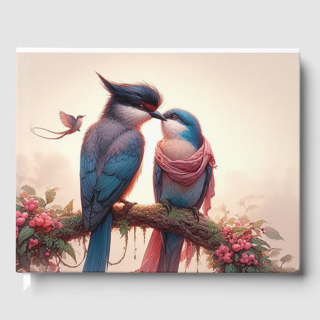 Livre D'or Carte de remerciement plate à deux oiseaux (Recto)